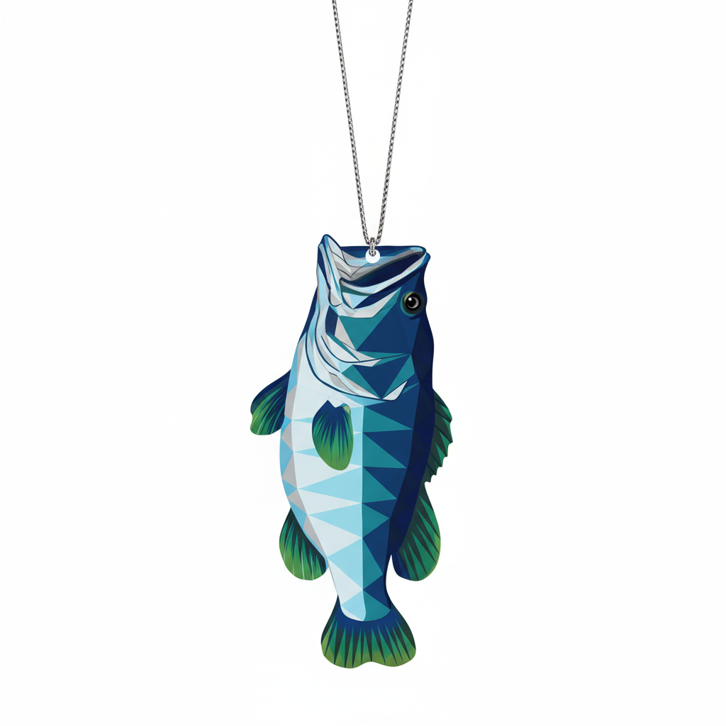[2D FLAT ACRYLIC] Fisherman & Big Bass Fishing Ornament – Unique Gift for Anglers