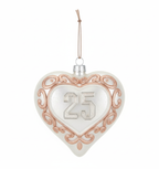 [2D FLAT ACRYLIC] 25th Anniversary Glass Heart Ornament – Handcrafted Holiday Keepsake