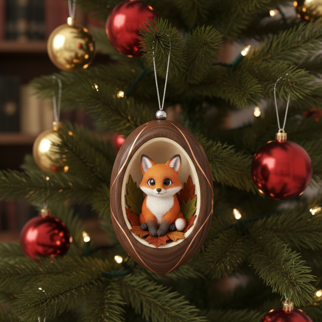 [2D FLAT ACRYLIC] Charming Fox Ornament – Rustic Holiday Decor & Gift for Nature Lovers