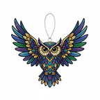 [2D FLAT ACRYLIC] Colorful Owl Suncatcher – Acrylic Window Hanging & Bird Lover Gift