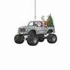 [2D FLAT ACRYLIC] God Bless Truckers Christmas Ornament | Religious Truck Driver Gift for Holiday Decor