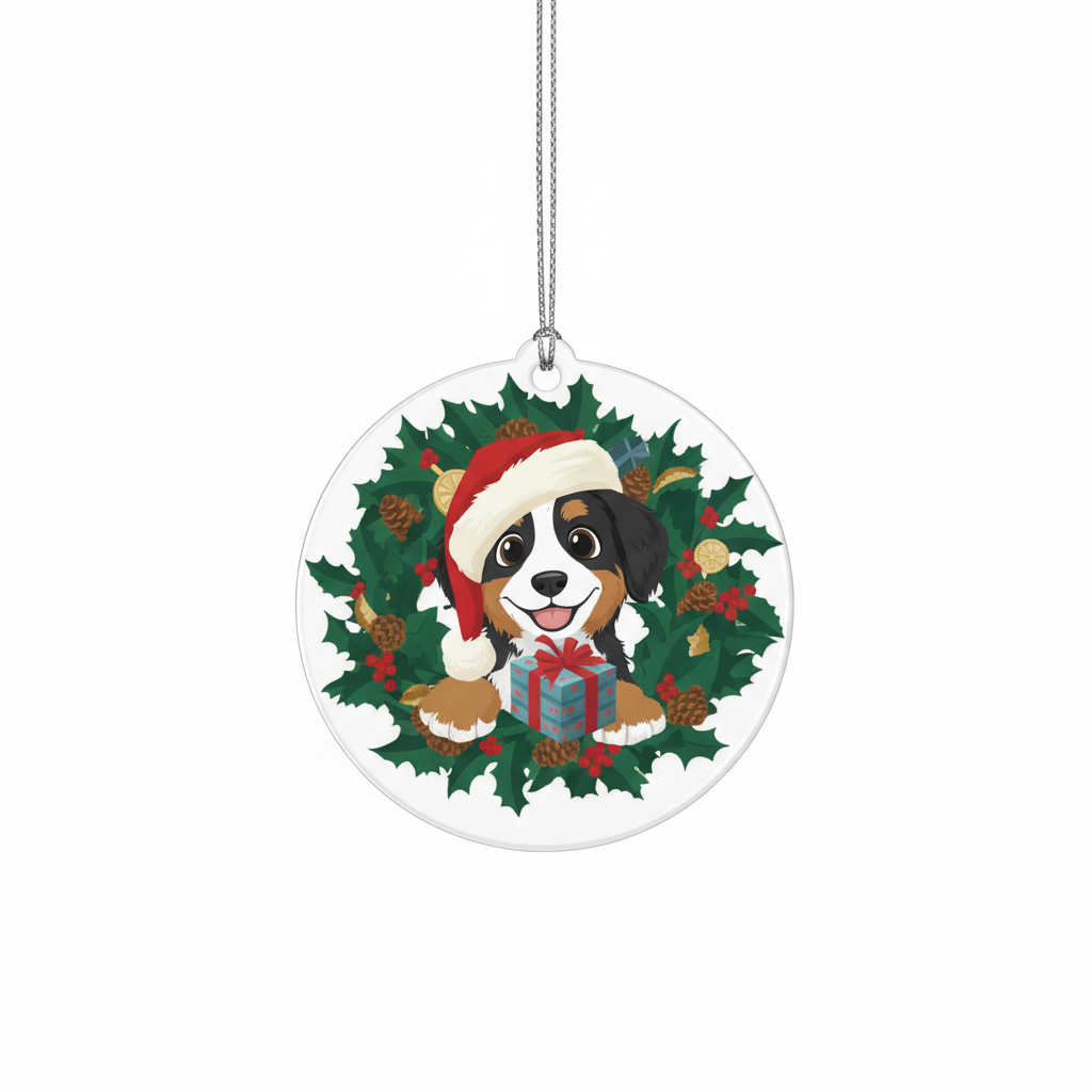 [2D FLAT ACRYLIC] Aussiedoodle Christmas Ornament – Holiday Keepsake Gift for Dog Lovers