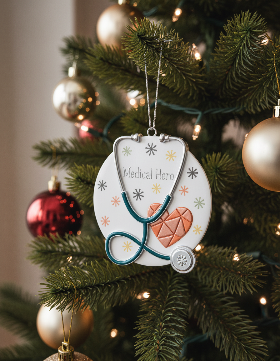 [2D FLAT ACRYLIC] Doctor Stethoscope Christmas Ornament – Heartfelt "Lifesaver" Holiday Gift