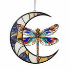 [2D FLAT ACRYLIC] Dragonfly Moon Suncatcher Ornament – Acrylic Window Hanging Decor