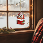 [2D FLAT ACRYLIC] Adorable Maltese Christmas Ornament – Festive Dog in Santa Bag Keepsake Gift