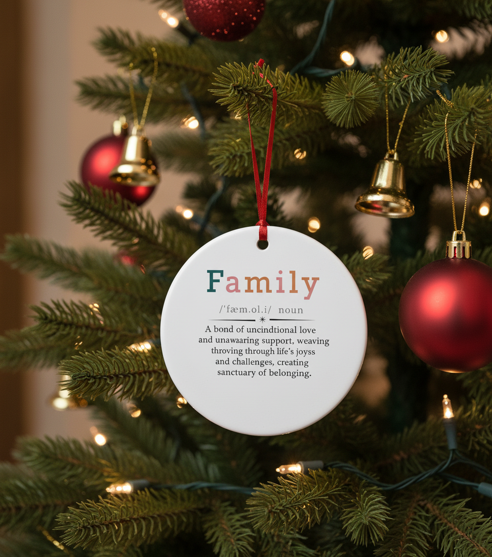 [2D FLAT ACRYLIC] Cherished Family Christmas Ornament 2025 | Ceramic Keepsake Tree Decoration