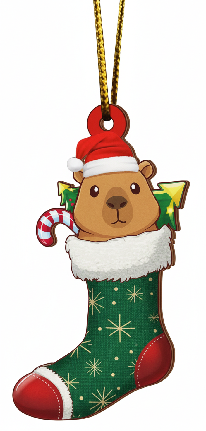 [2D FLAT ACRYLIC] Charming Capybara Ornament – Unique Christmas Tree & Car Decor Gift