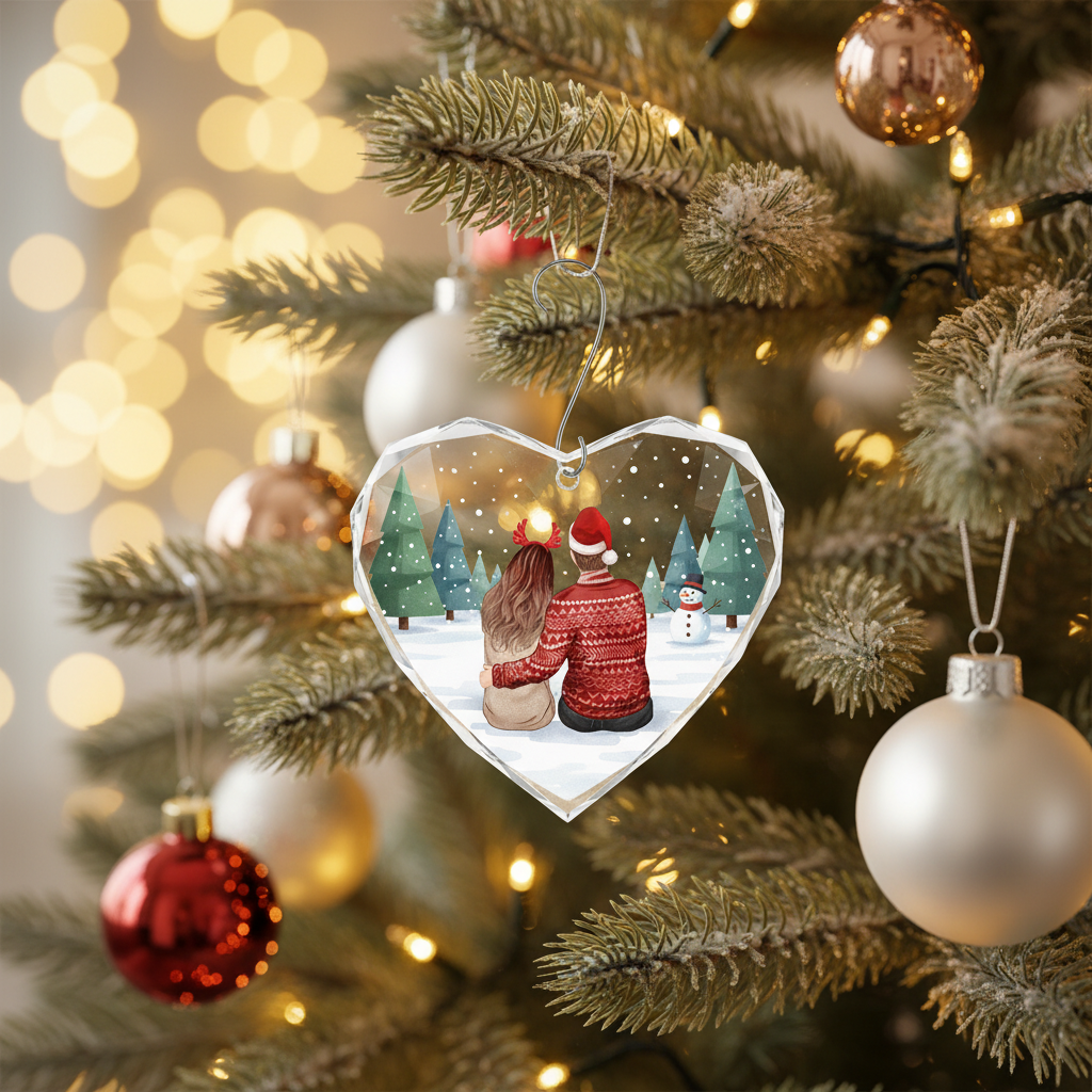[2D FLAT ACRYLIC] Our First Christmas Together Ornament 2025 – Glass Keepsake Gift for Couples