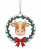 [2D FLAT ACRYLIC] Vintage Red Truck Christmas Ornament | Rustic Wood Slice Holiday Decor