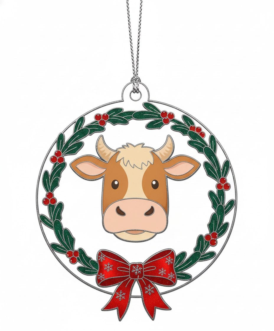 [2D FLAT ACRYLIC] Vintage Red Truck Christmas Ornament | Rustic Wood Slice Holiday Decor