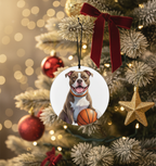 [2D FLAT ACRYLIC] Pitbull Basketball Christmas Ornament | Shatterproof Acrylic Tree Decor | Unique Dog Lover Gift