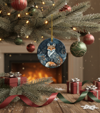 [2D FLAT ACRYLIC] Charming Scandinavian Fox Folk Art Ornament – Nordic Christmas Decor Gift