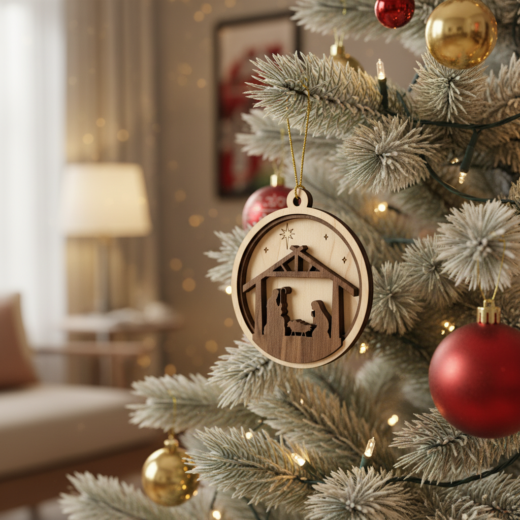 [2D FLAT ACRYLIC] Nativity Scene Ornament | 2D Flat Acrylic Christmas Ornament | Holy Family Christmas Tree Decoration 2025 | Religious Ornament Gift Idea