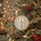 [2D FLAT ACRYLIC] Blessed Virgin Mary Ceramic Ornament – Catholic Christmas Keepsake Gift