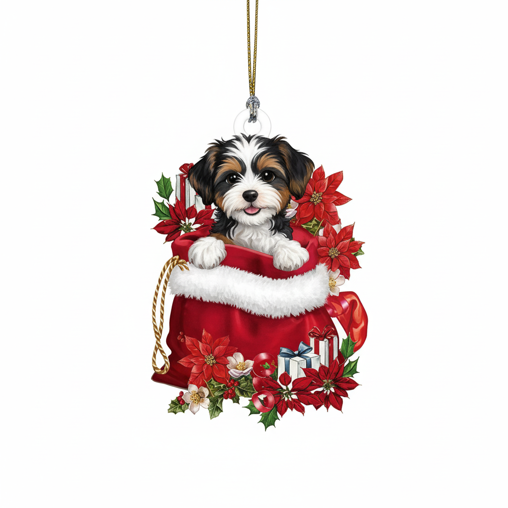 [2D FLAT ACRYLIC] Aussiedoodle Dog Christmas Ornament – Festive Keepsake & Dog Lover Gift