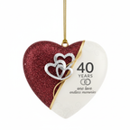 [2D FLAT ACRYLIC] 40th Ruby Anniversary Ornament 2025 – Heart Shaped Keepsake Gift for Couples