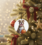[2D FLAT ACRYLIC] Pitbull Basketball Christmas Ornament | Shatterproof Acrylic Tree Decor | Unique Dog Lover Gift