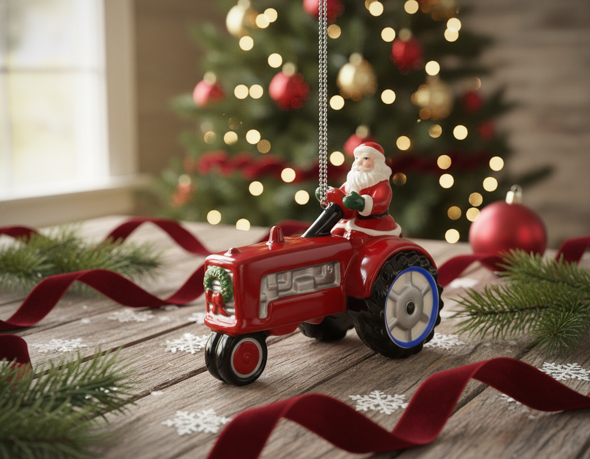 [2D FLAT ACRYLIC] Red Truck and Jolly Snowman Christmas Ornament | Festive Holiday Decor