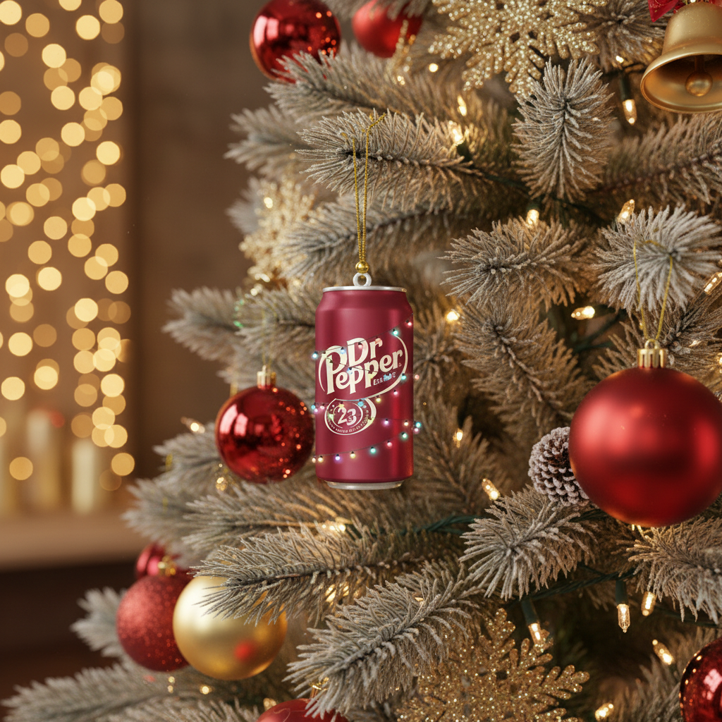 [2D FLAT ACRYLIC] Dr Pepper Christmas Ornament – Unique 2D Acrylic Soda Decor Gift for Fans
