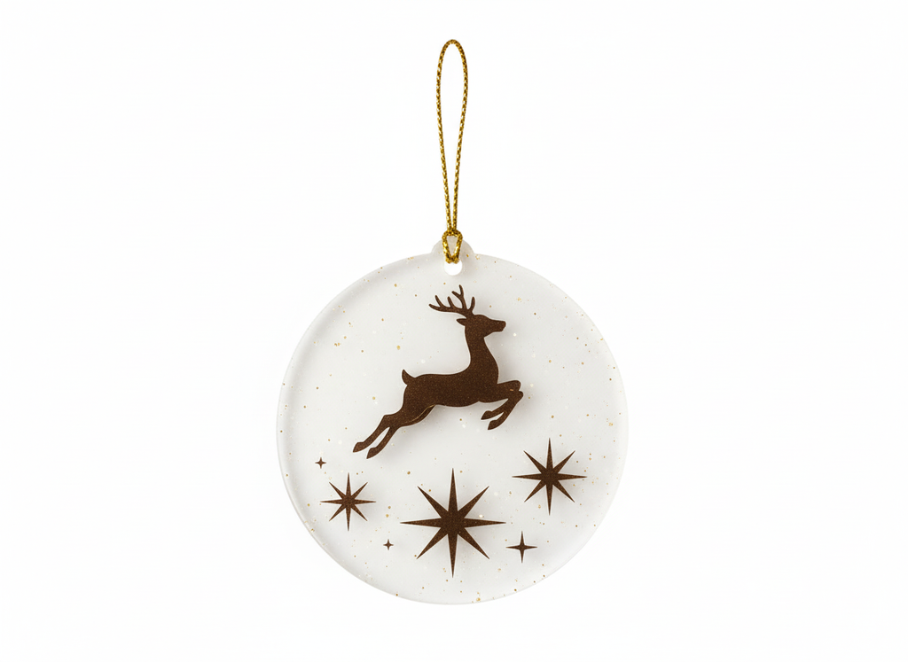[2D FLAT ACRYLIC] Reindeer Christmas Ornament | Elegant Deer and Star Decoration | Holiday Tree Ornament 2025