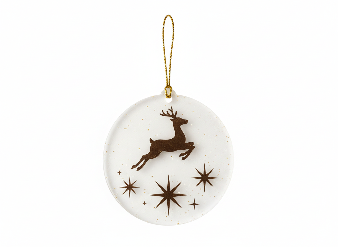 [2D FLAT ACRYLIC] Reindeer Christmas Ornament | Elegant Deer and Star Decoration | Holiday Tree Ornament 2025