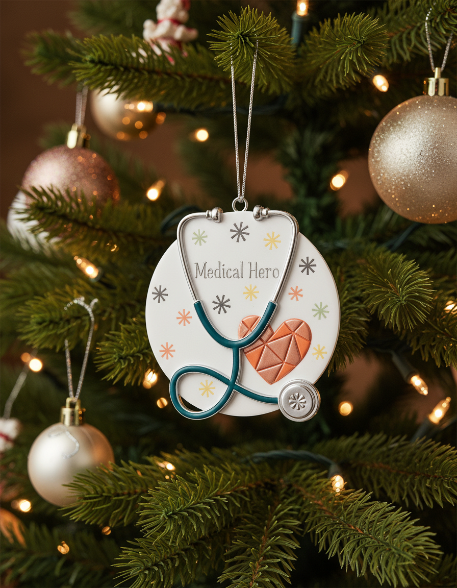 [2D FLAT ACRYLIC] Doctor Stethoscope Christmas Ornament – Heartfelt "Lifesaver" Holiday Gift