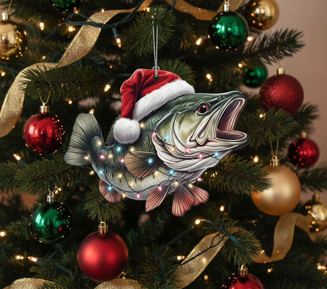 [2D FLAT ACRYLIC] Largemouth Bass Fishing Christmas Ornament - Keepsake Gift for Anglers