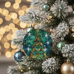 [2D FLAT ACRYLIC] Stained Glass Tree 2D Flat Acrylic Ornament - Teal Christmas