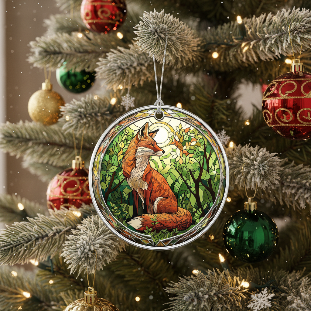 [2D FLAT ACRYLIC] Acrylic Fox Ornament | Charming Christmas Tree Decoration & Fox Lover Gift