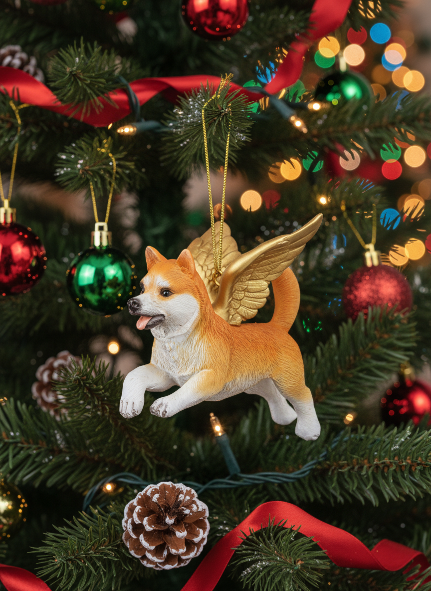[2D FLAT ACRYLIC] Angel Welsh Corgi Christmas Ornament | Dog Memorial Holiday Decor