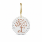 [2D FLAT ACRYLIC] 50th Golden Wedding Anniversary Heart Ornament – Ceramic Keepsake Gift for Couple