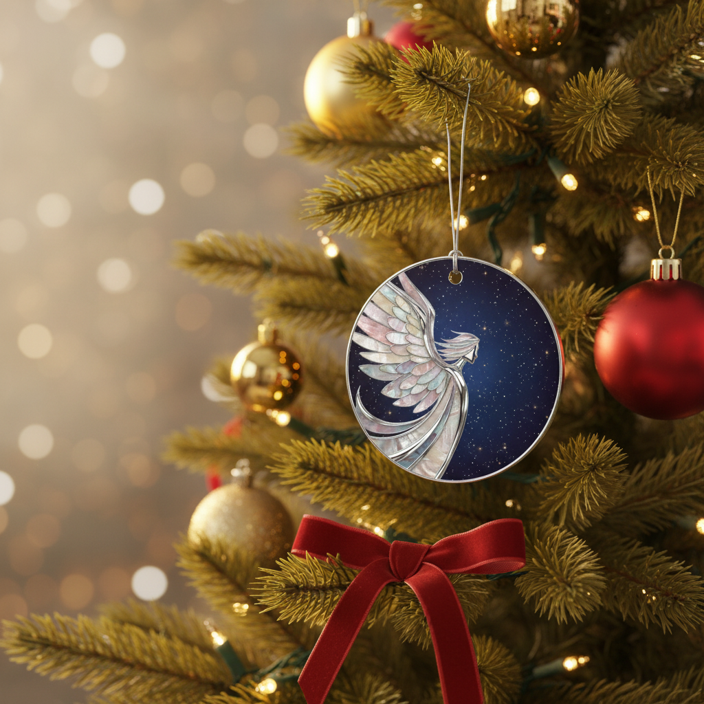 [2D FLAT ACRYLIC] Mother of Pearl Angel Ornament - Celestial Christmas Decoration