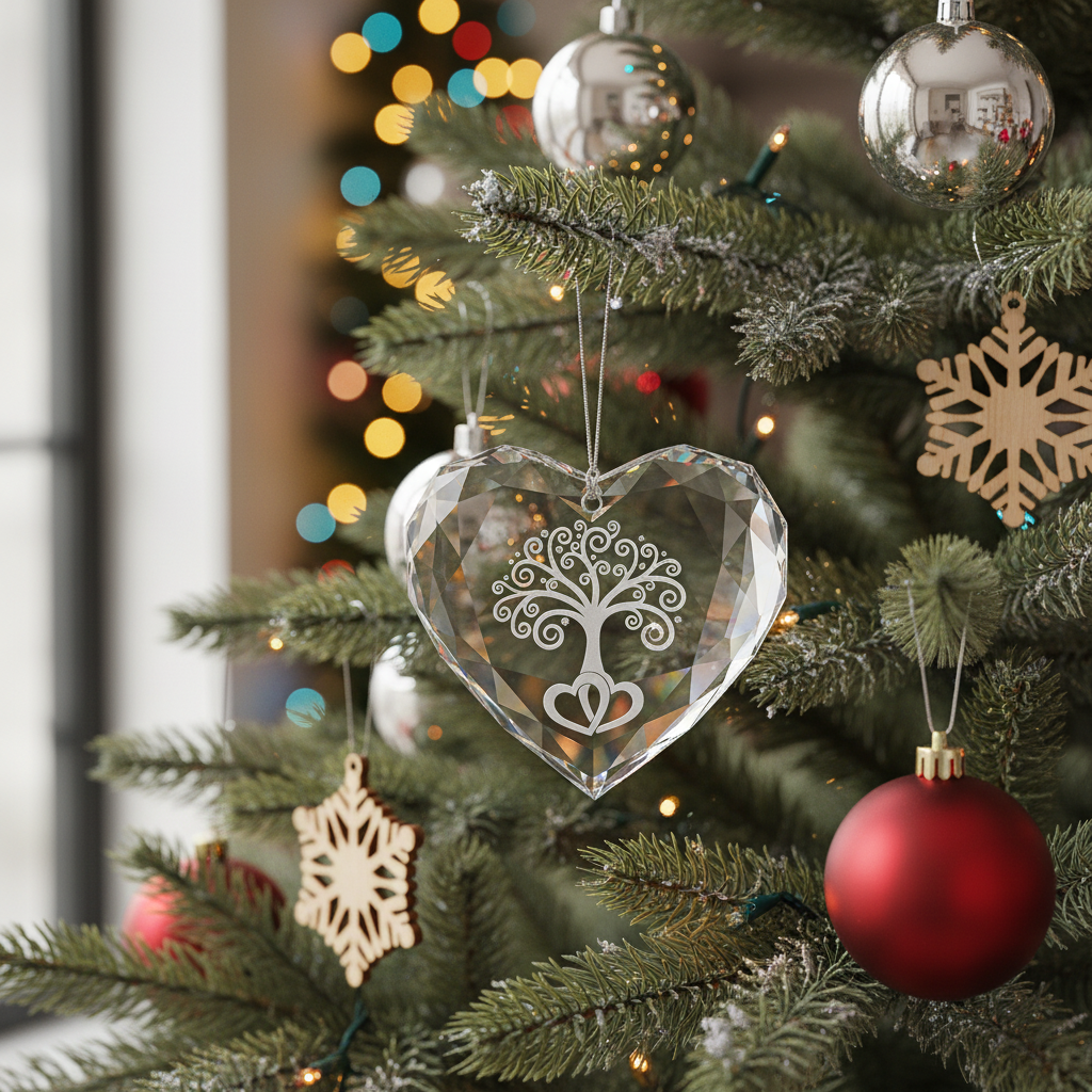 [2D FLAT ACRYLIC] 60th Diamond Anniversary Glass Ornament – Heart-Shaped Keepsake Gift for Parents & Grandparents