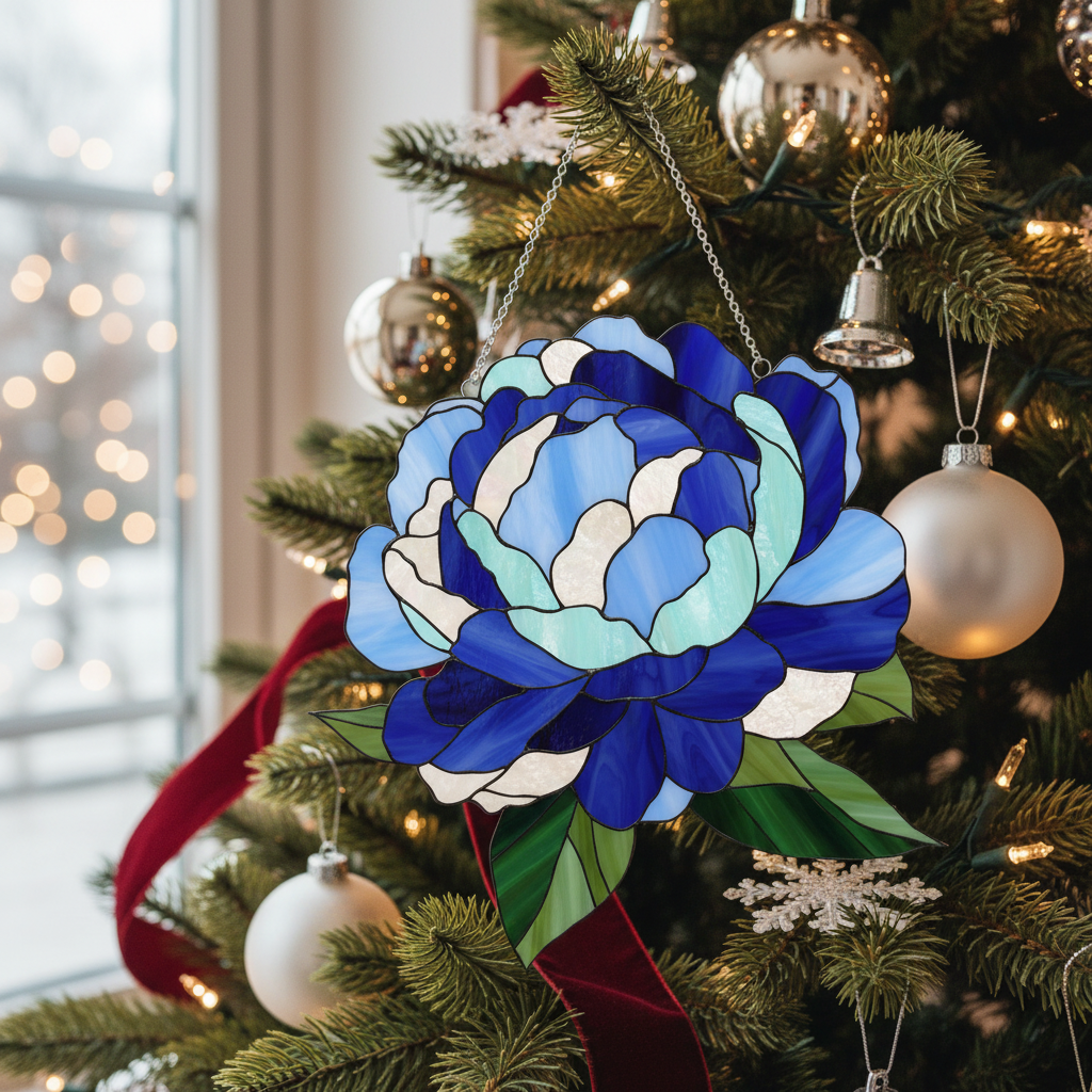 [2D FLAT ACRYLIC] Acrylic Peony Suncatcher Window Hanging – Floral Home Decor Gift for Mom