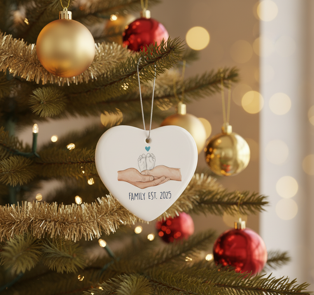 [2D FLAT ACRYLIC] Baby's First Christmas 2025 Ornament – Family of Three Keepsake Gift