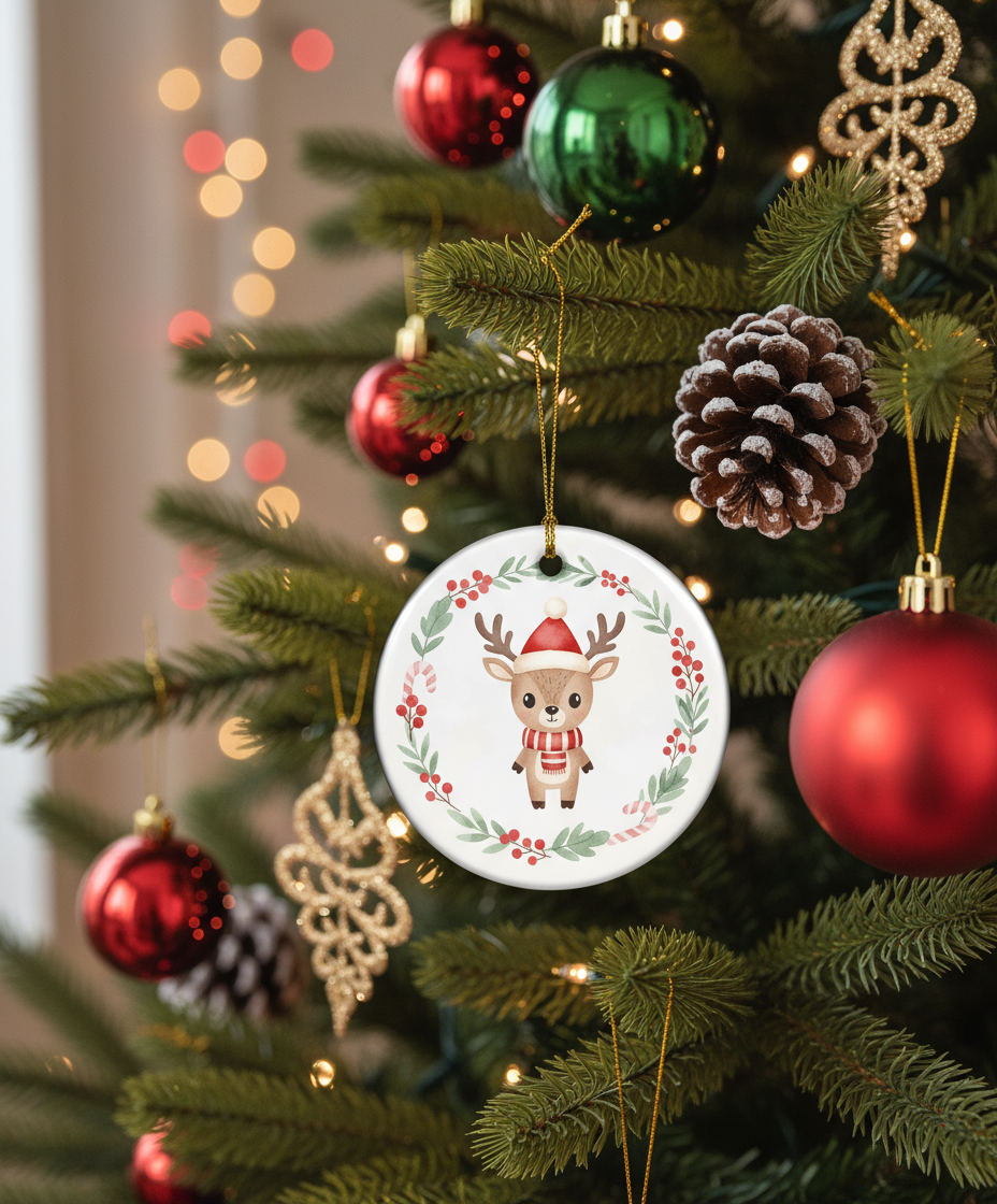 [2D FLAT ACRYLIC] Baby's First Christmas 2024 Ornament – Ceramic Keepsake Gift for Newborns