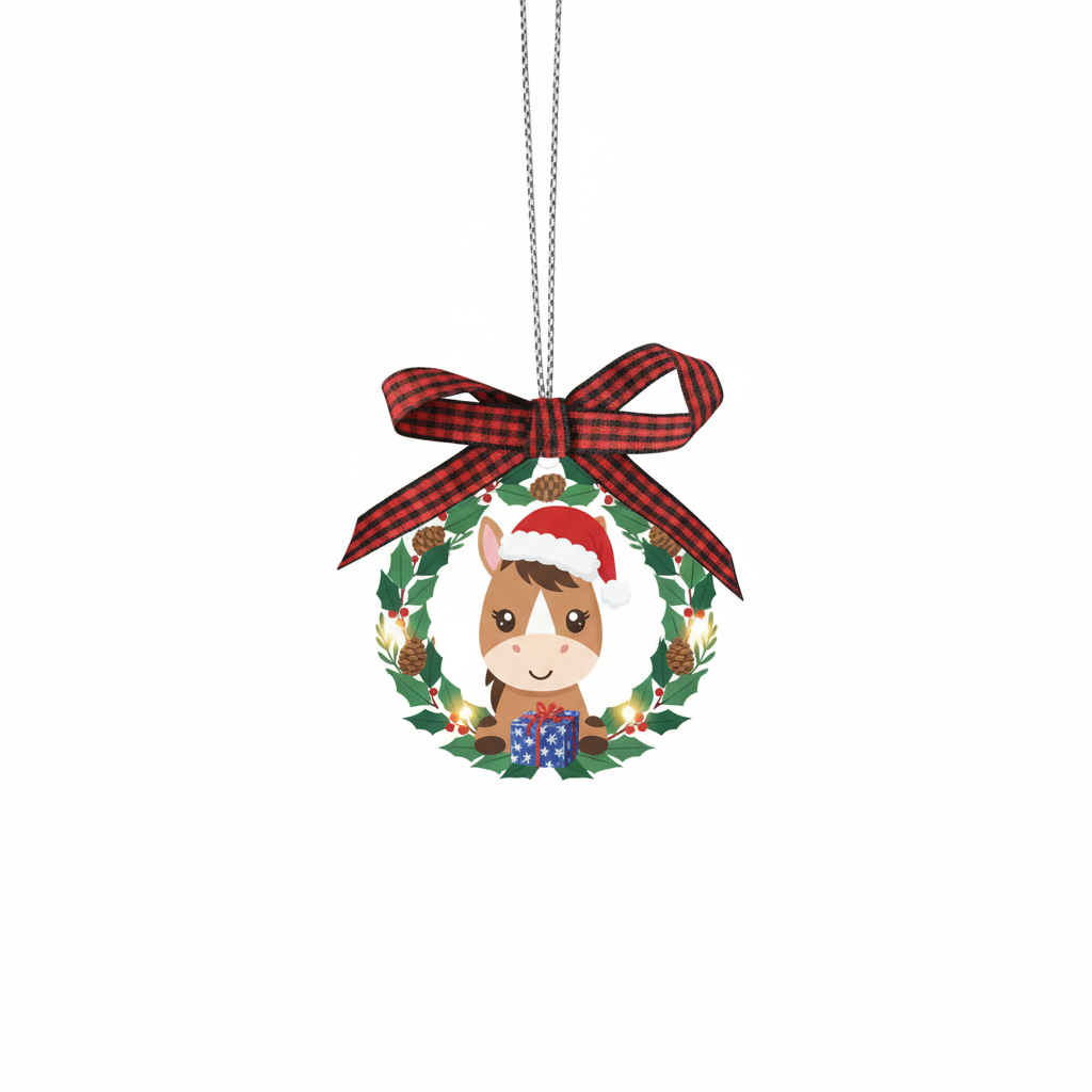 [2D FLAT ACRYLIC] Charming Horse Christmas Ornament – Holiday Gift for Horse Lovers