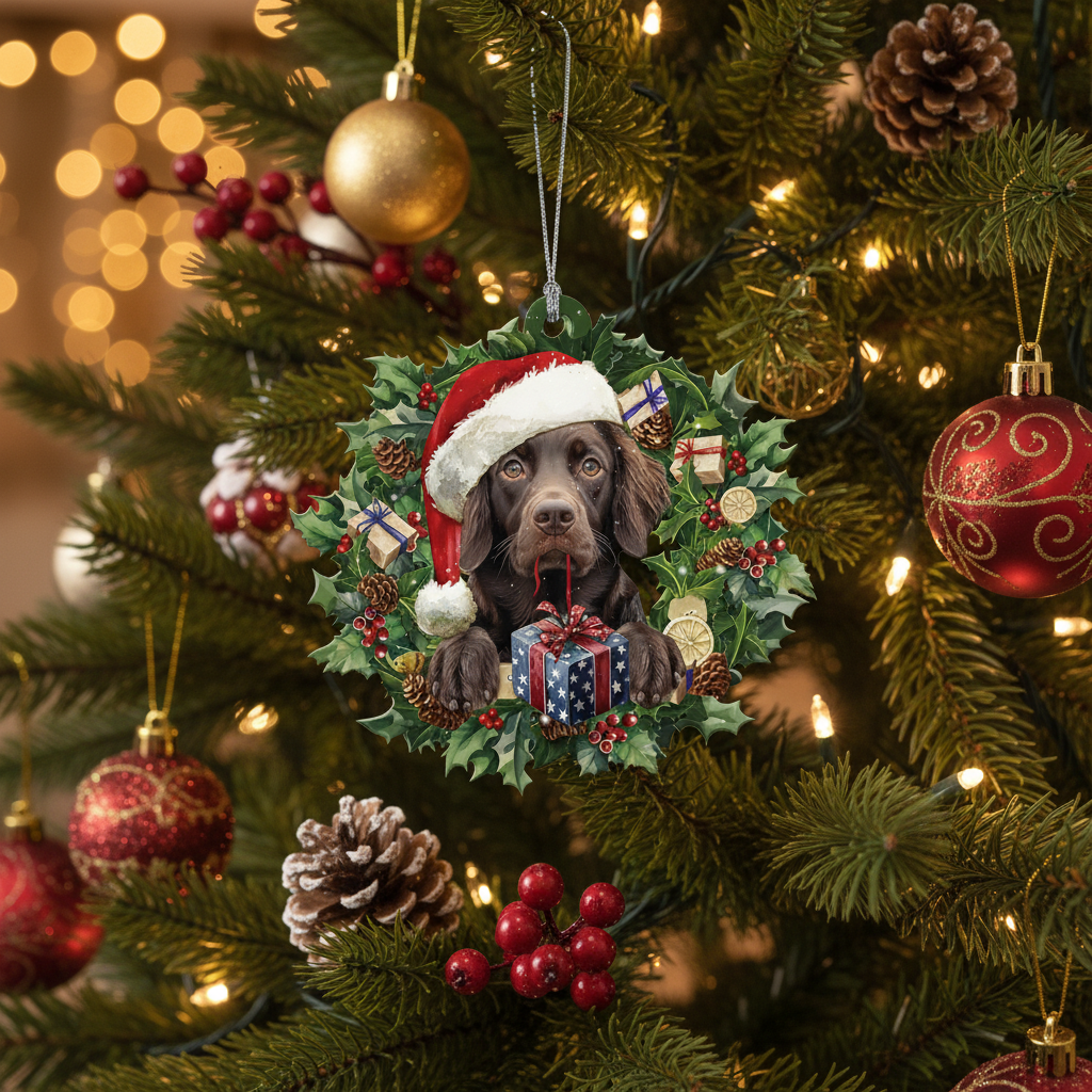 [2D FLAT ACRYLIC] Charming Boykin Spaniel Christmas Ornament – Keepsake Gift for Dog Lovers