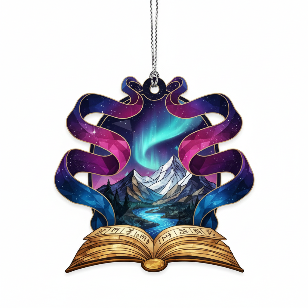 [2D FLAT ACRYLIC] Book Lover Christmas Ornament – Literary Keepsake Gift for Readers