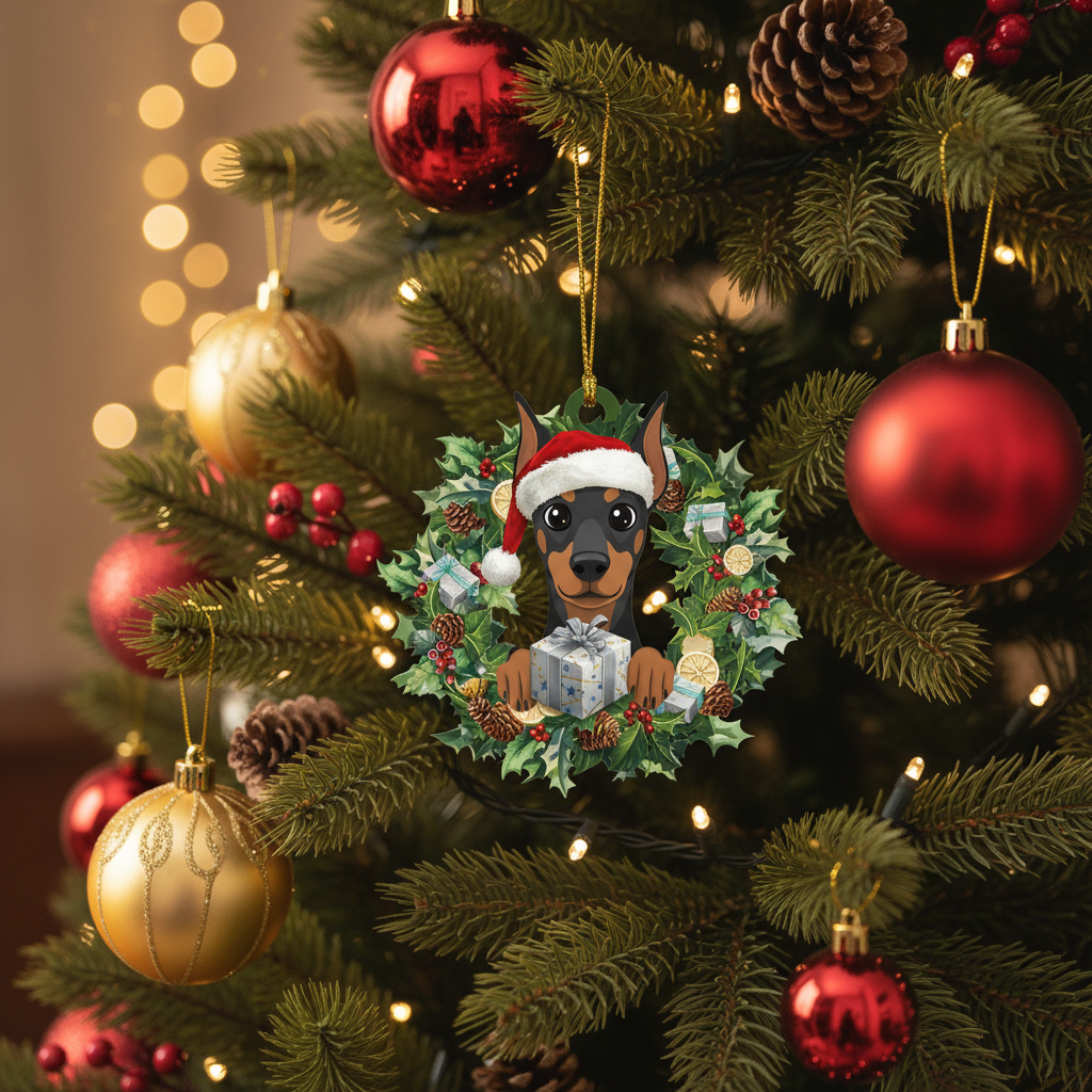 [2D FLAT ACRYLIC] Adorable Shih Tzu Christmas Ornament – 2D Holiday Keepsake & Car Charm Gift