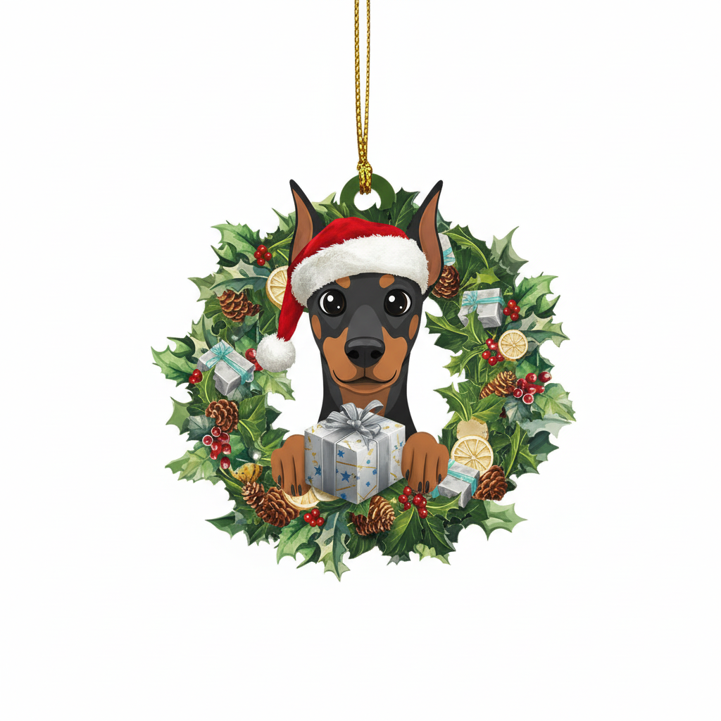 [2D FLAT ACRYLIC] Adorable Shih Tzu Christmas Ornament – 2D Holiday Keepsake & Car Charm Gift
