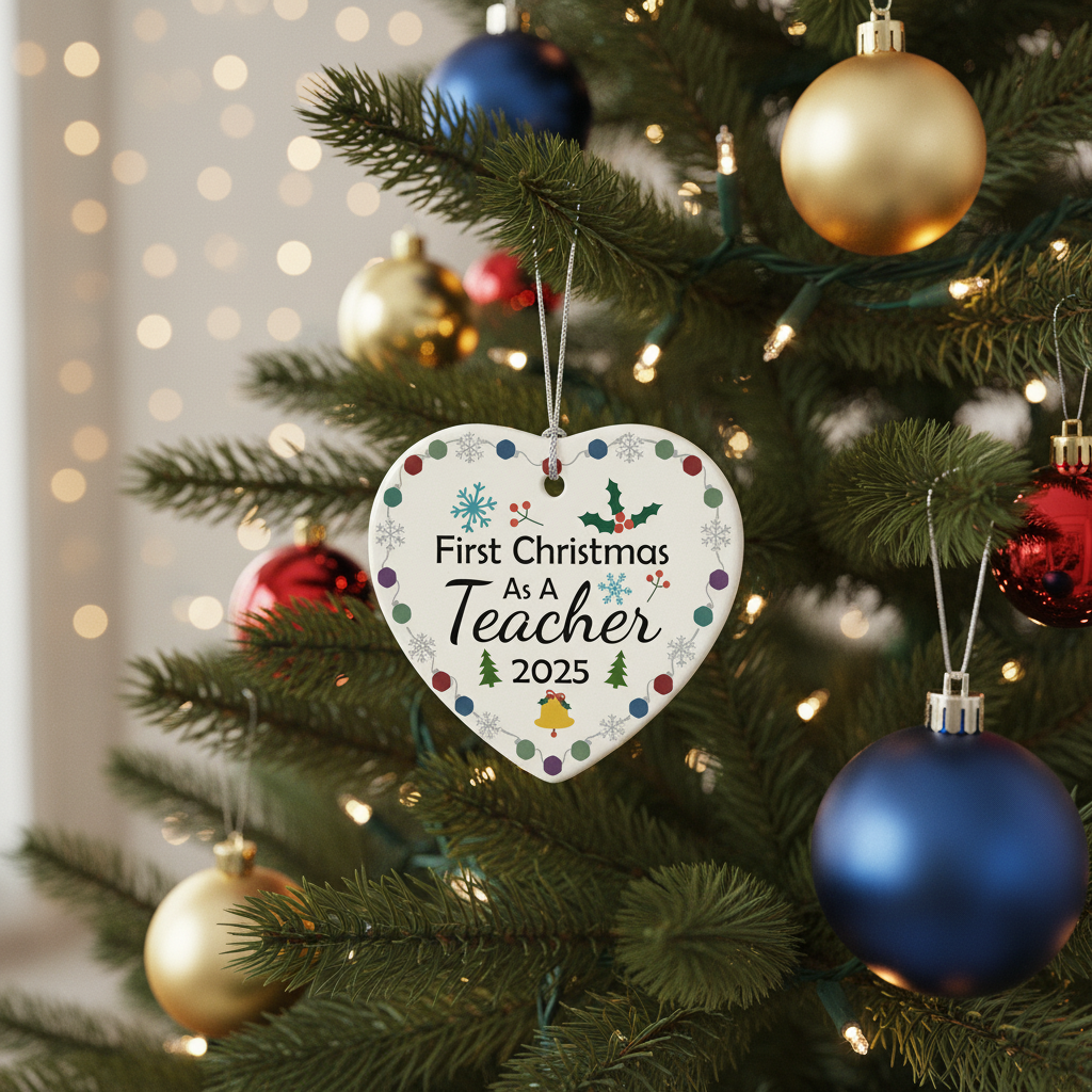 [2D FLAT ACRYLIC] First Year Teacher Ornament 2025 – Heartfelt Gift for New Educators