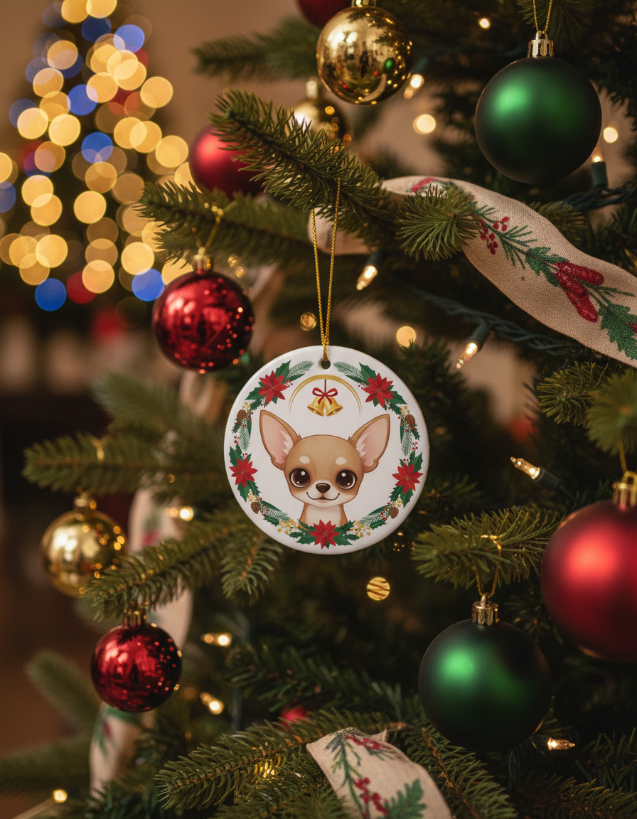 [2D FLAT ACRYLIC] Chihuahua Christmas Ornament | Double-Sided Acrylic Keepsake Gift for Dog Lovers