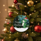 [2D FLAT ACRYLIC] Funny Frog Ceramic Ornament – Merry Resistmas 2025 Holiday Decoration