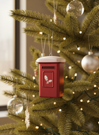[2D FLAT ACRYLIC] Handmade Fused Glass Postbox Ornament – Unique Christmas Tree Decoration