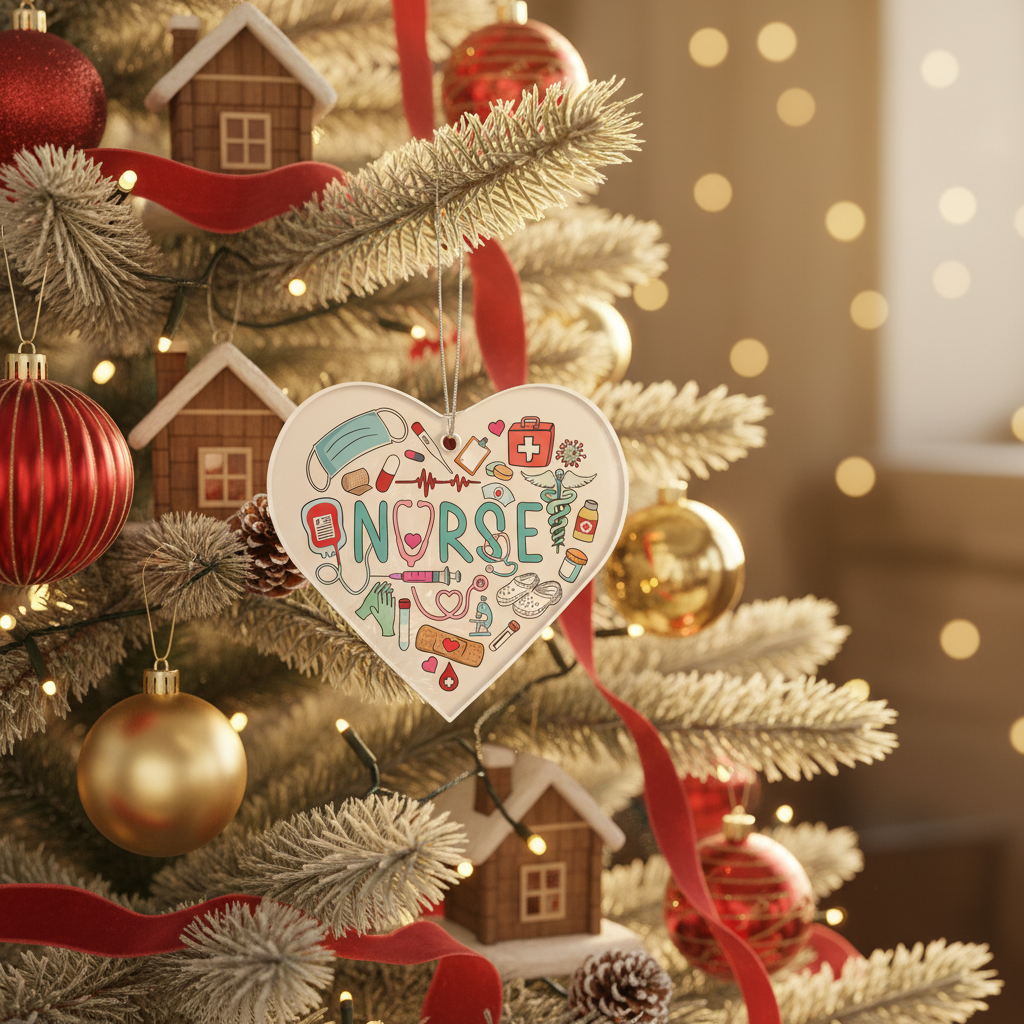[2D FLAT ACRYLIC] Acrylic Nurse Christmas Ornament 2025 – Heartfelt Gift for Nurses & RNs