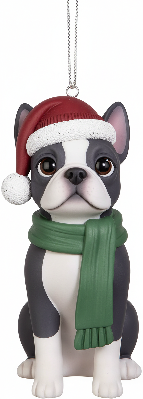 [2D FLAT ACRYLIC] Boston Terrier Christmas Ornament | Festive Dog Holiday Decor with Santa Hat