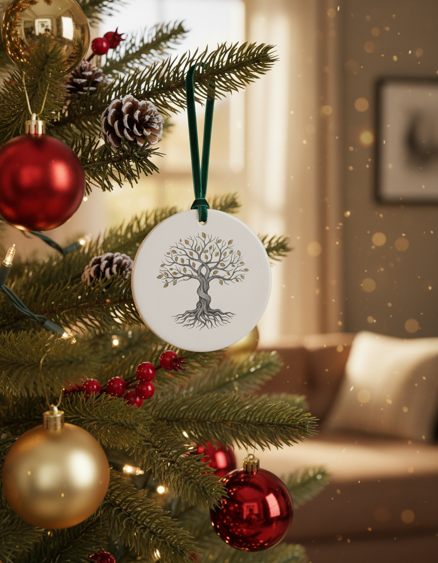 [2D FLAT ACRYLIC] Ceramic Tree of Life Ornament - Family Tree & Roots Keepsake Gift