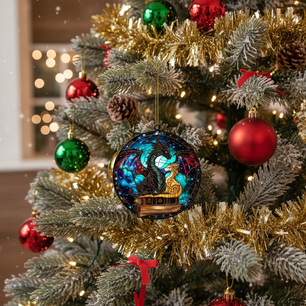 [2D FLAT ACRYLIC] Fourth Wing Dragon Suncatcher – Acrylic Stained Glass Style Bookish Decor Gift