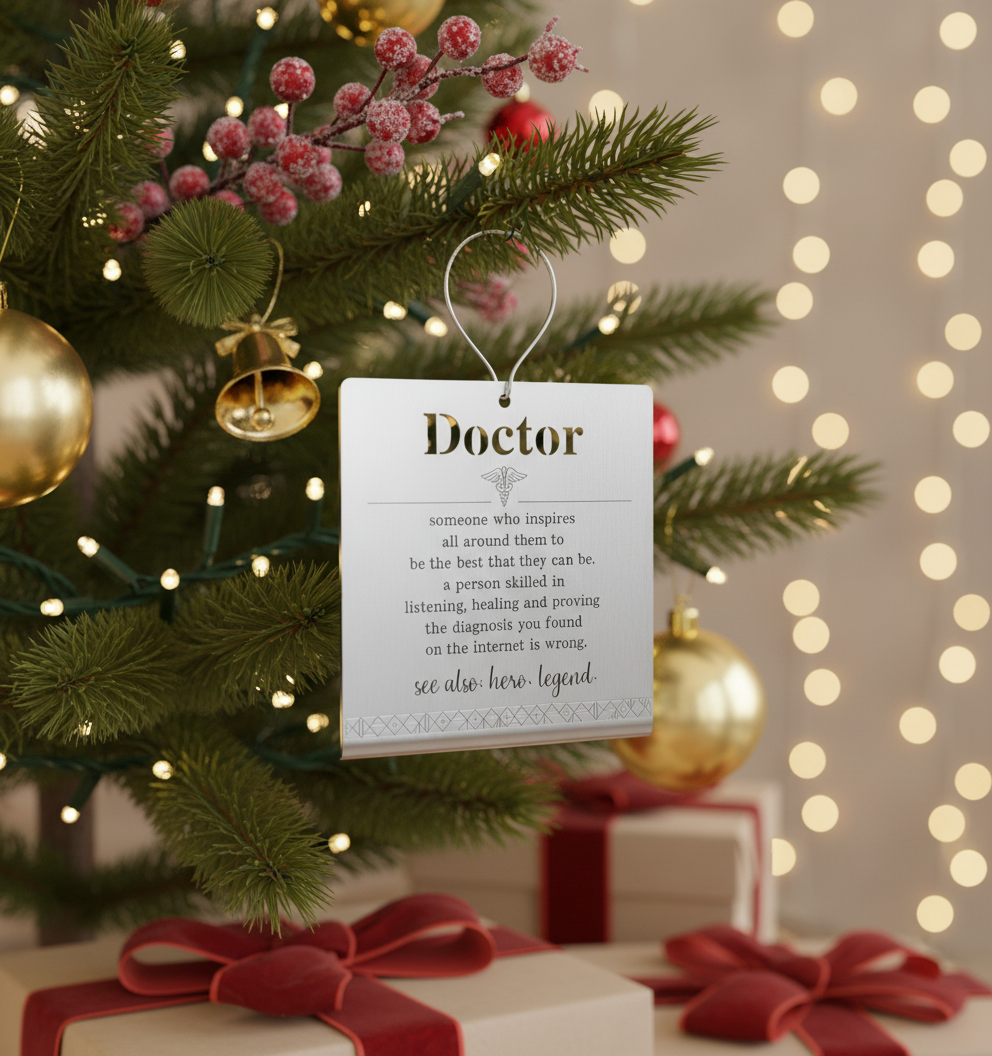 [2D FLAT ACRYLIC] Doctor Appreciation Gift Plaque – Stainless Steel Desk Decor for Medical Professionals